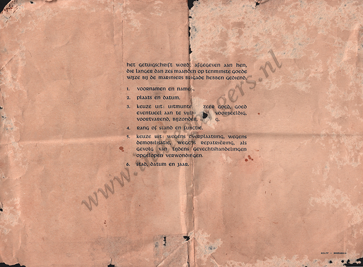 getuigschrift Koninklijke Marine achter