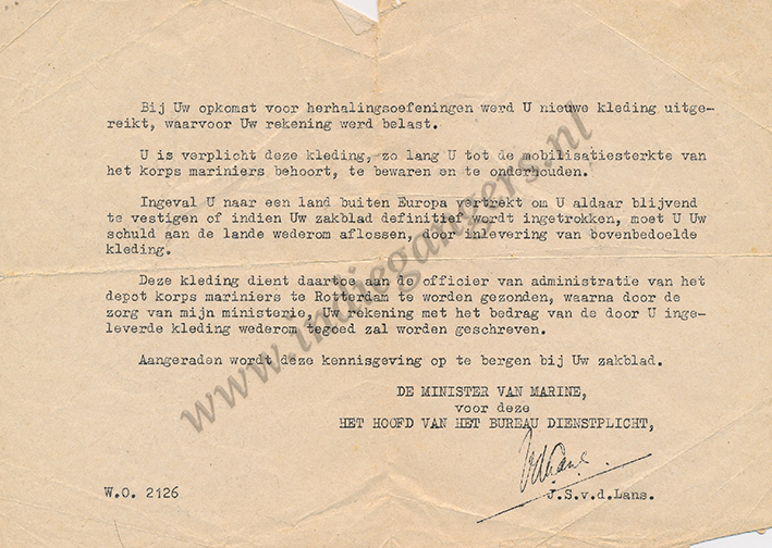 kennisgeving Min v Marine 1949 1