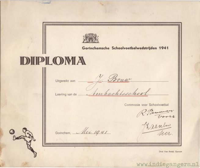 voetbal diploma 1941